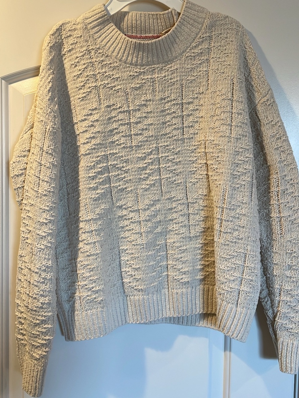 Weatherproof Cream Textured Crewneck Sweater
